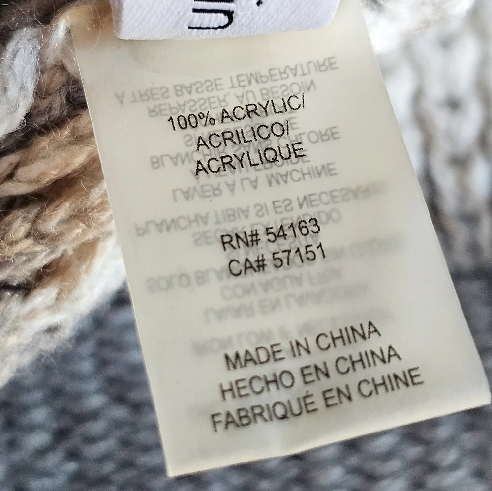 Calvin Klein Infinity Waffle Striped Tan Gray White Loop Winter Knit Scarf